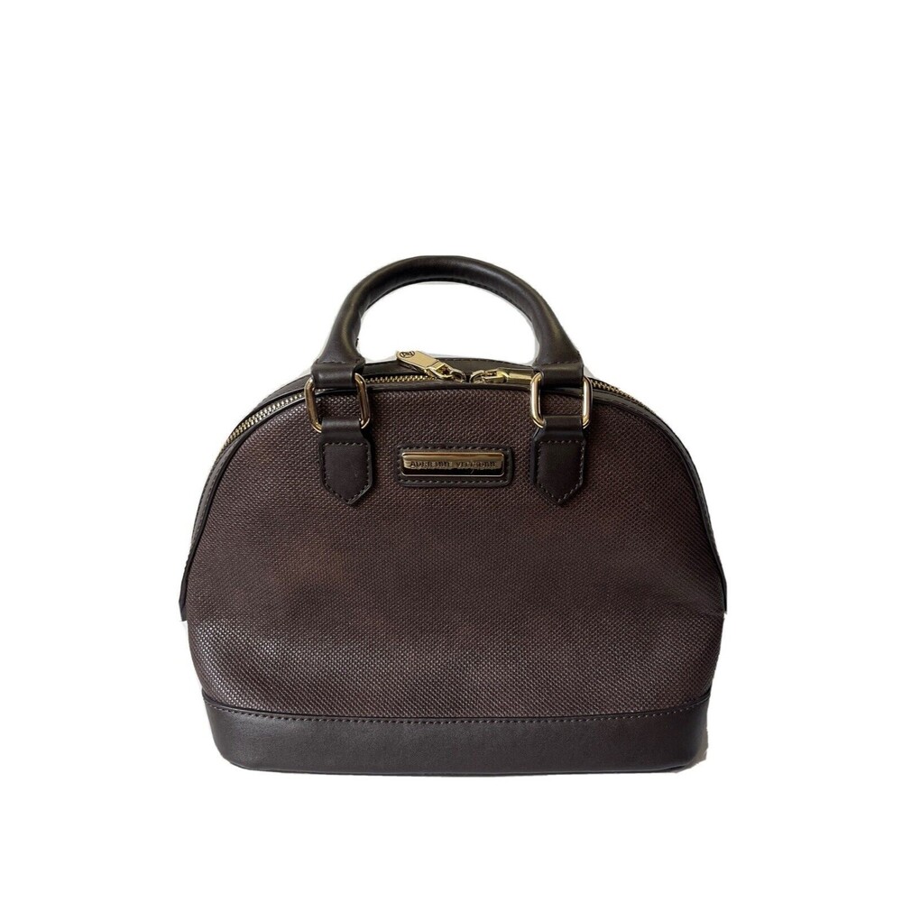 Adrienne Vittadini Double Handle Brown Dome Satchel Handbag NWOT